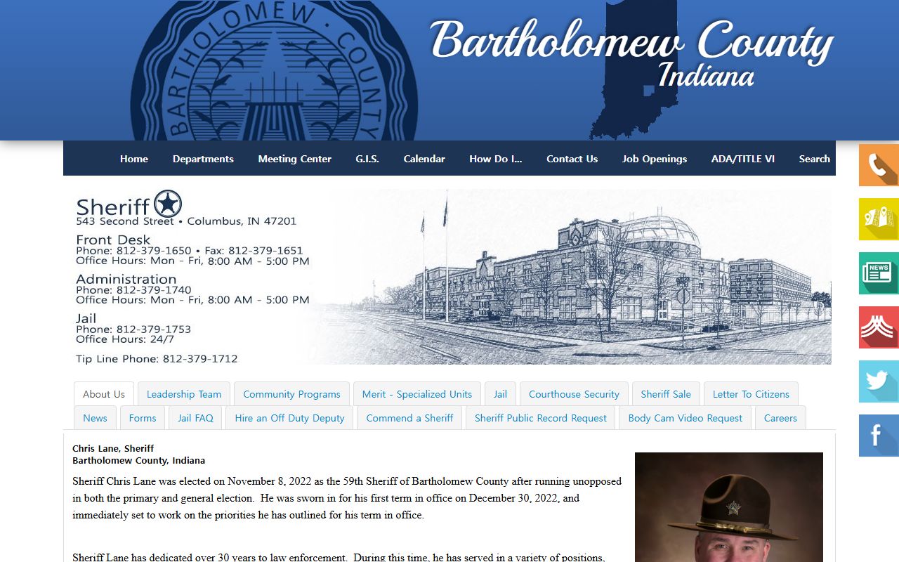 Bartholomew County sex offender registry sheriff