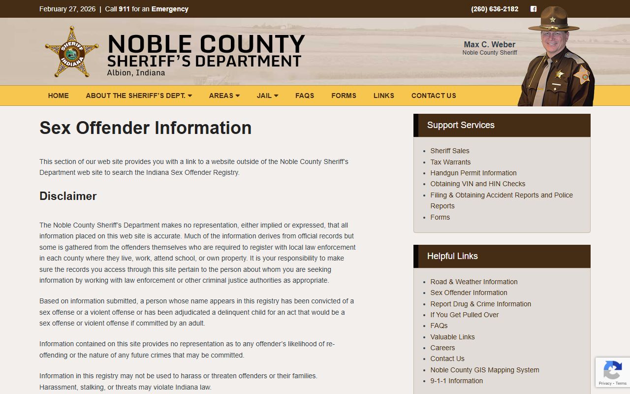 Noble County sex offender registry