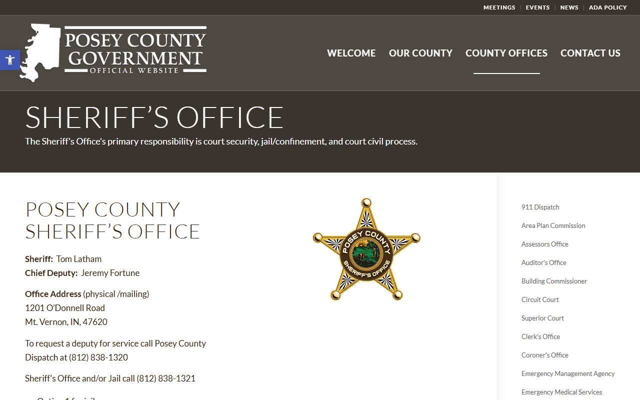 Posey County Sheriff sex offender registry