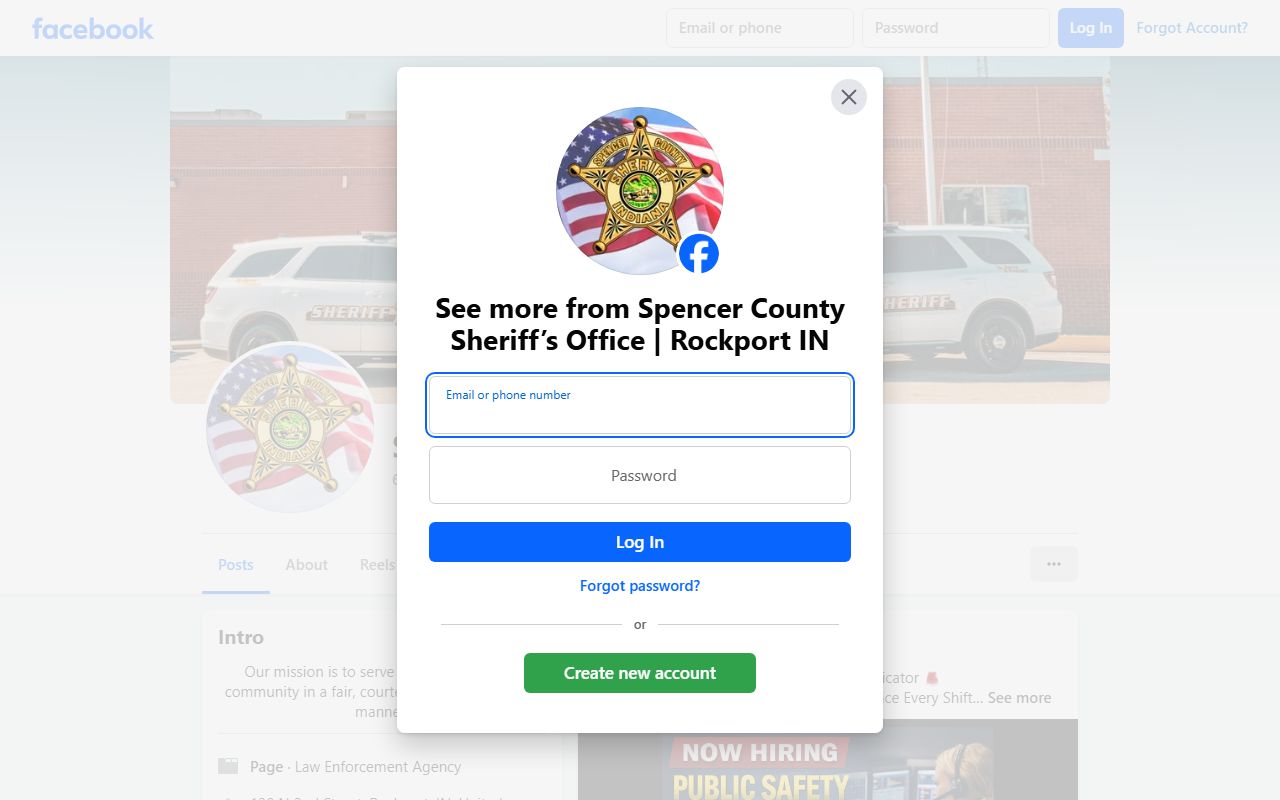 Spencer County Sheriff sex offender registry page