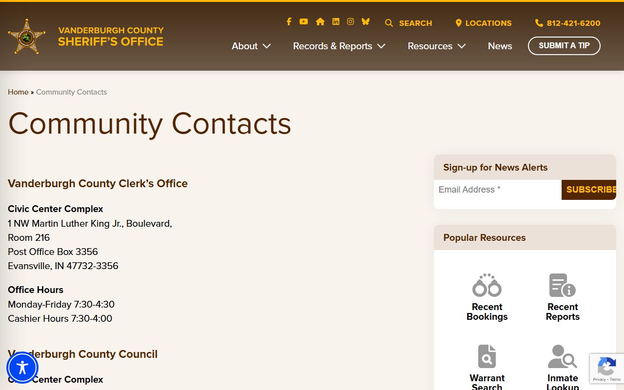 Vanderburgh County sex offender registry portal