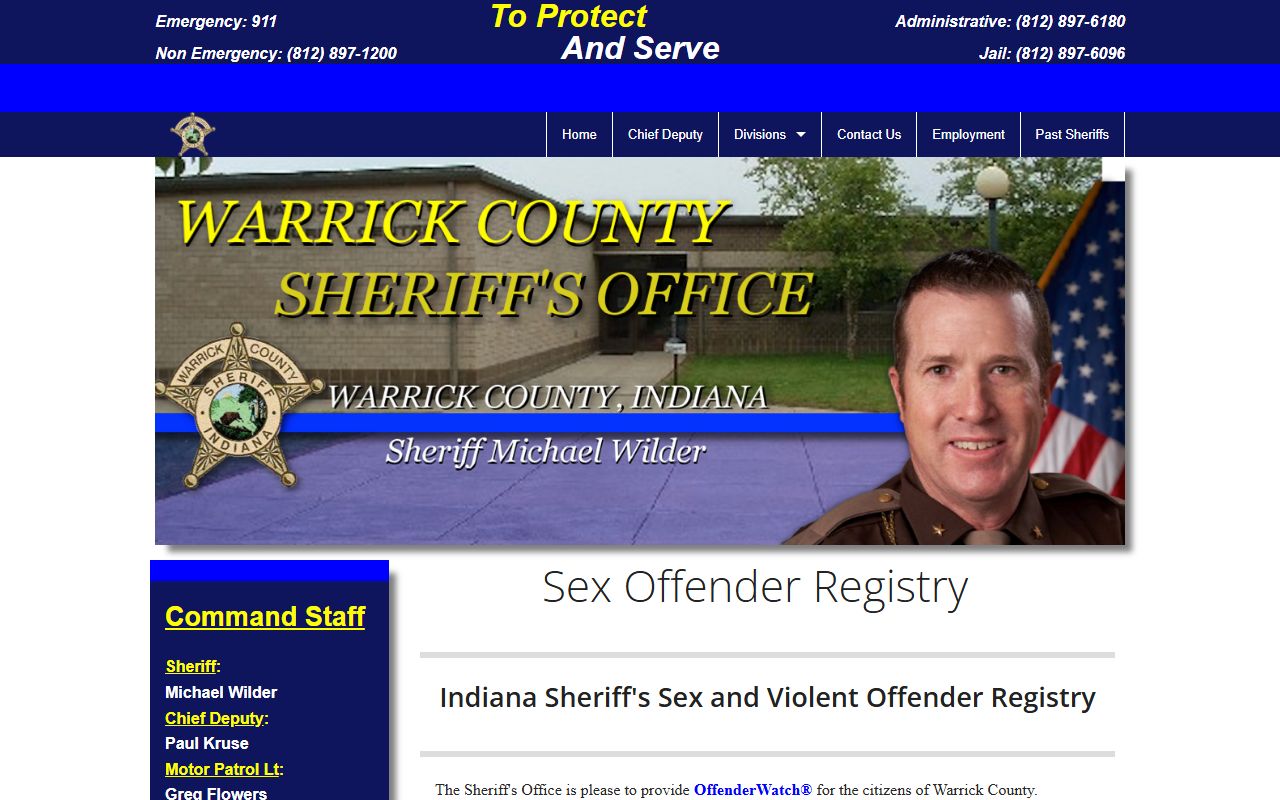 Warrick County Sheriff sex offender registry portal